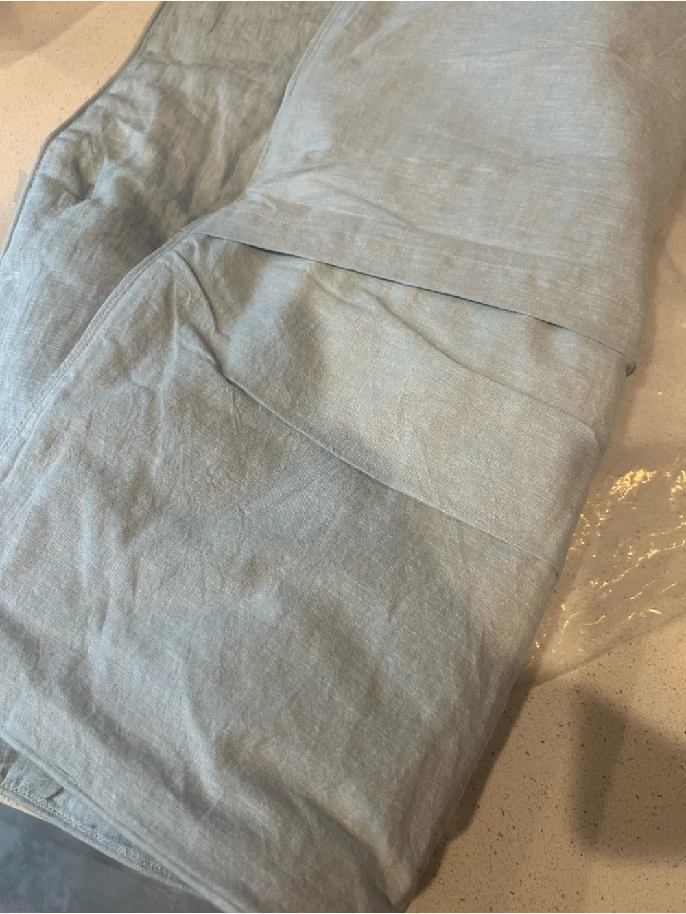 Pottery Barn Belgian Linen EURO Sham Sea Breeze Blue 1 NWOT